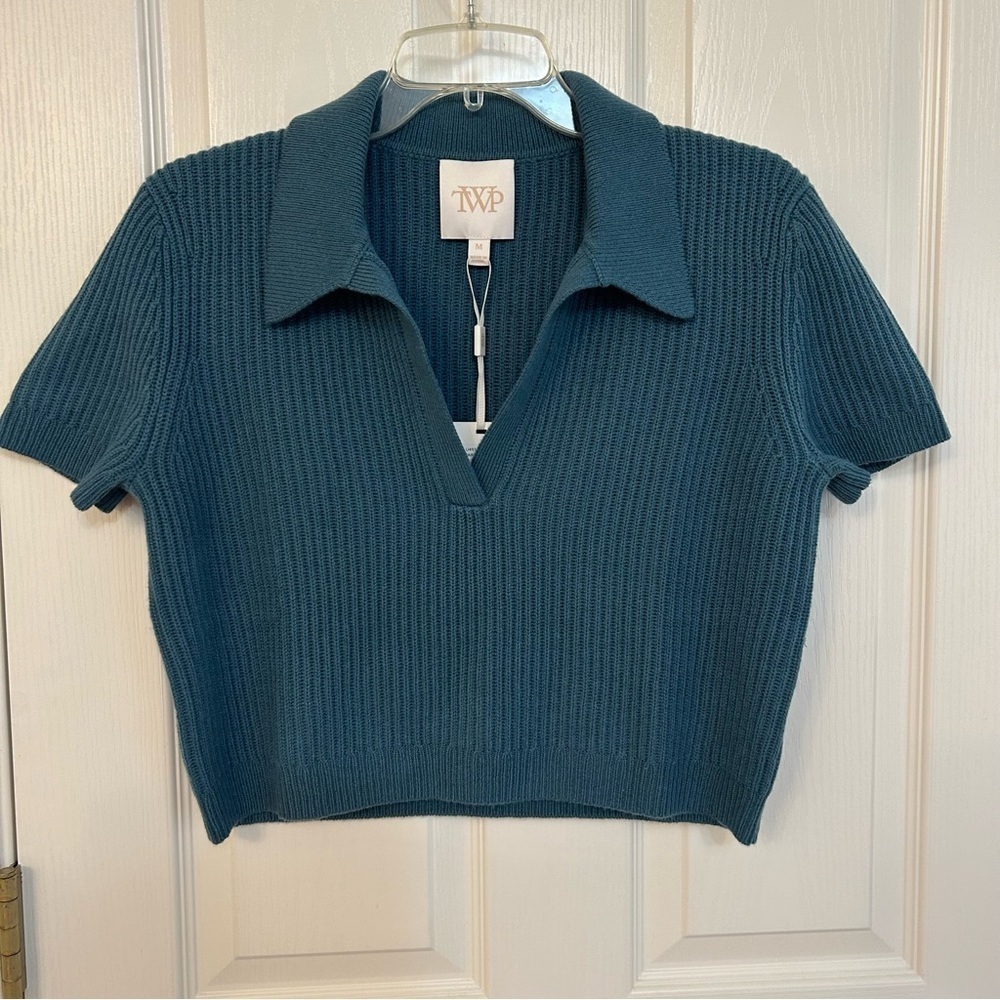 TWP Margaux Johnny Collar Cashmere Top in Junebug - Picture 10 of 11
